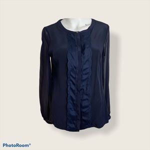 Tory burch navy cardigan ruffle